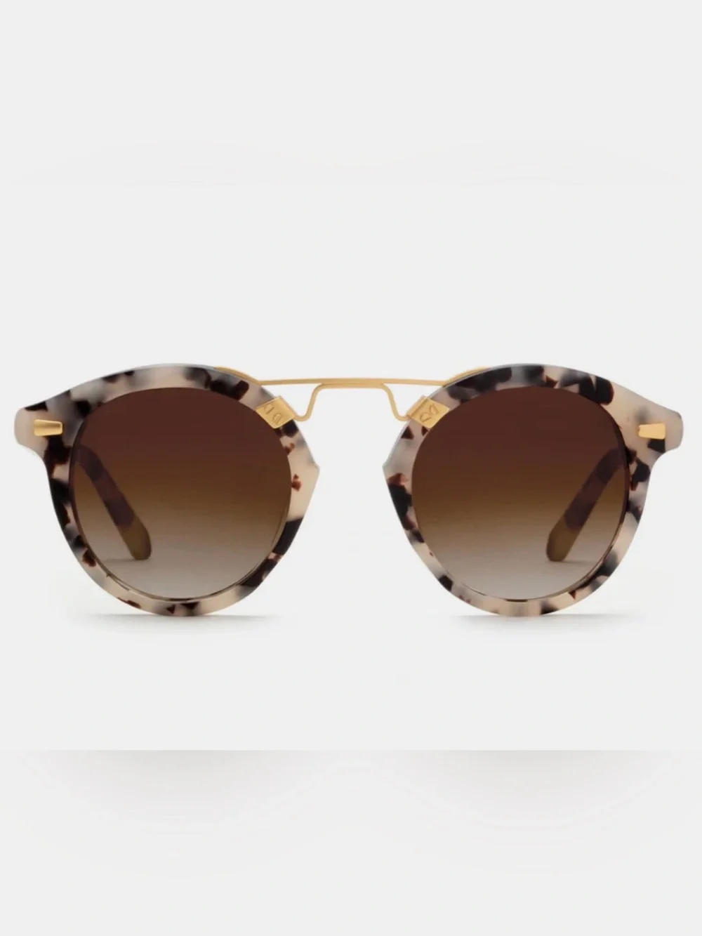 KREWE STL II Matte Oyster 24k Gold Tortoiseshell Round Sunglasses